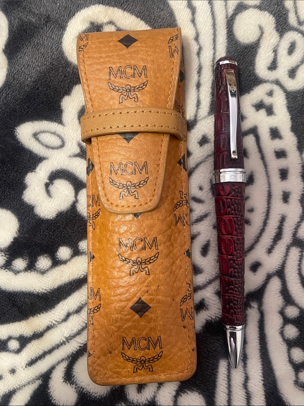 MCM Cognac Logo Pen Pouch/Holder … AUTHENTIC.
